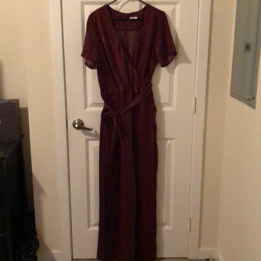 pinstriped jumpsuit with pockets!